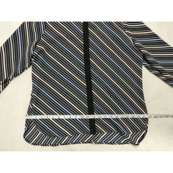 Anne Klein Womens Blouse L Milano Striped - Picture 6 of 11